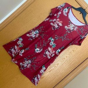Red Floral T-Shirt Dress